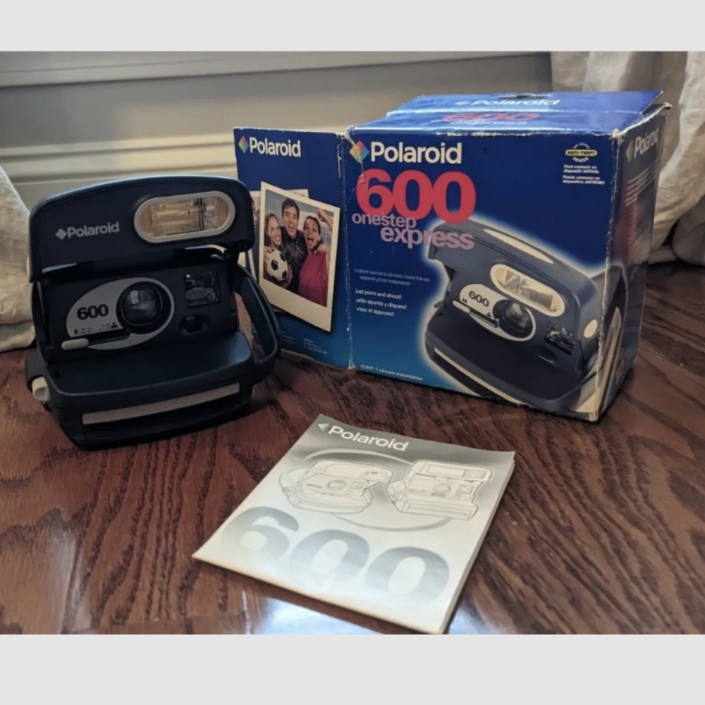 Vintage Polaroid 600 One Step Express Blue Instant Camera FILM TESTED WORKS
